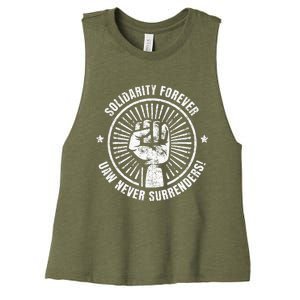 Solidarity Forever UAW Never Surrender UAW Union Strong Women's Racerback Cropped Tank