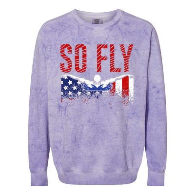 So Fly Usa Swimming Team Sports Athlete Us Swim Aquatic Colorblast Crewneck Sweatshirt