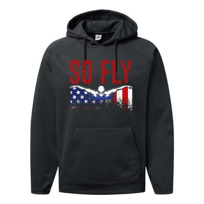 So Fly Usa Swimming Team Sports Athlete Us Swim Aquatic Performance Fleece Hoodie