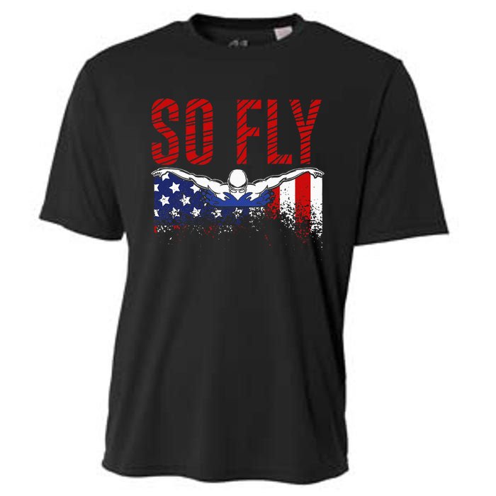 So Fly Usa Swimming Team Sports Athlete Us Swim Aquatic Cooling Performance Crew T-Shirt