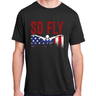 So Fly Usa Swimming Team Sports Athlete Us Swim Aquatic Adult ChromaSoft Performance T-Shirt