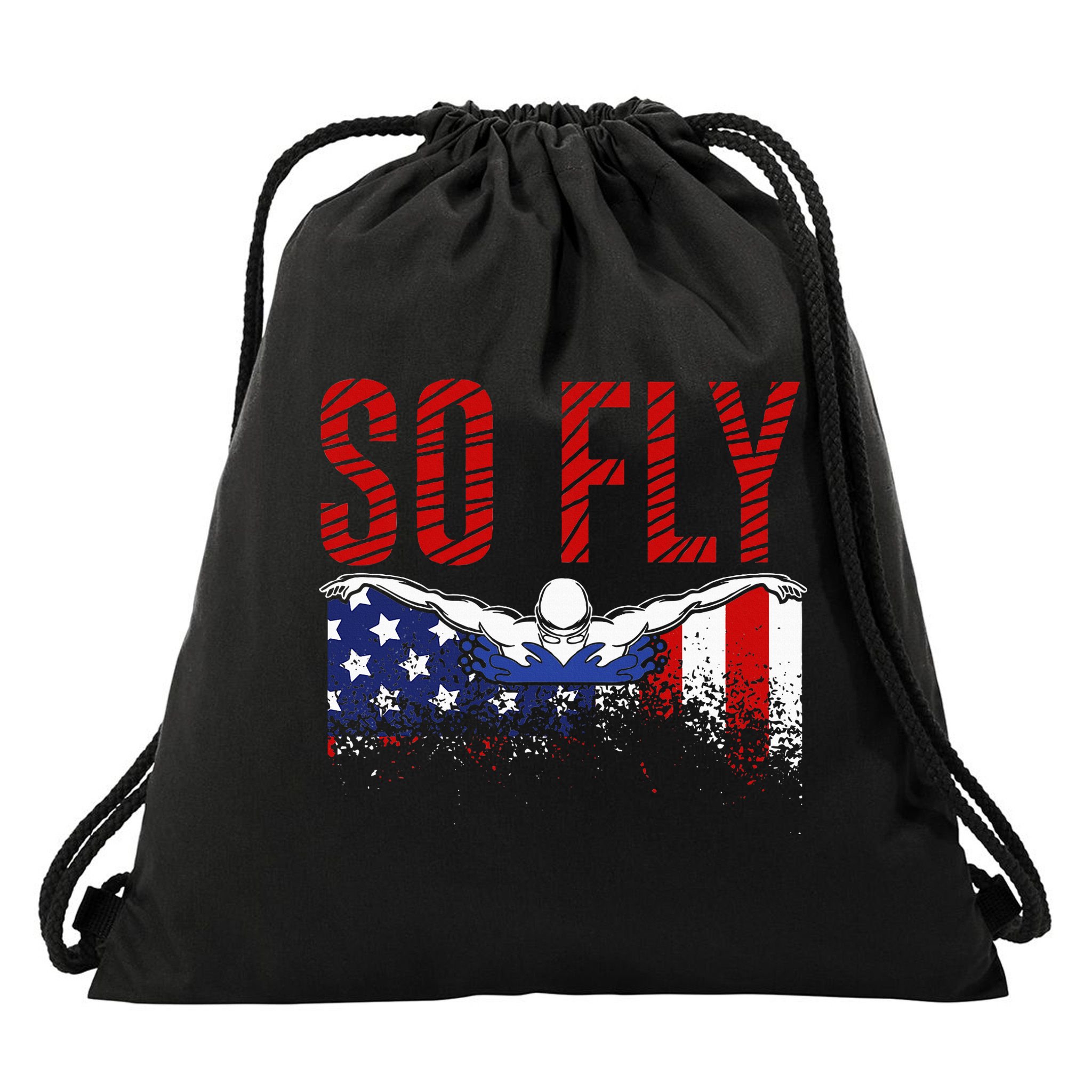 So Fly Usa Swimming Team Sports Athlete Us Swim Aquatic Drawstring Bag