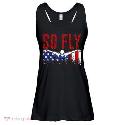 So Fly Usa Swimming Team Sports Athlete Us Swim Aquatic Ladies Essential Flowy Tank