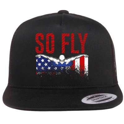 So Fly Usa Swimming Team Sports Athlete Us Swim Aquatic Flatbill Hat