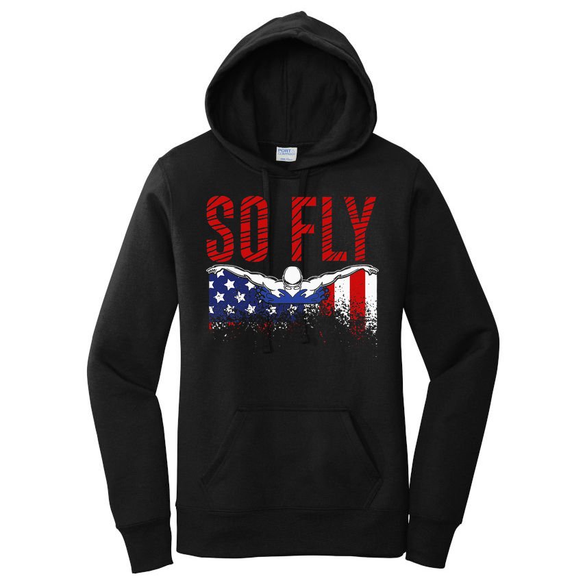 So Fly Usa Swimming Team Sports Athlete Us Swim Aquatic Women's Pullover Hoodie