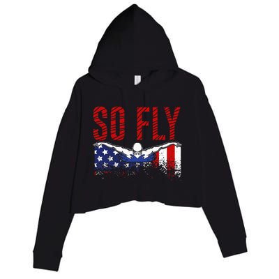 So Fly Usa Swimming Team Sports Athlete Us Swim Aquatic Crop Fleece Hoodie