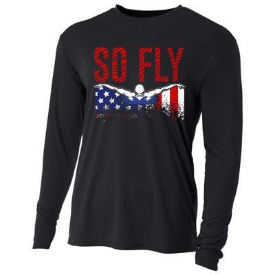 So Fly Usa Swimming Team Sports Athlete Us Swim Aquatic Cooling Performance Long Sleeve Crew