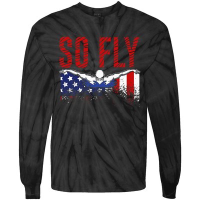 So Fly Usa Swimming Team Sports Athlete Us Swim Aquatic Tie-Dye Long Sleeve Shirt