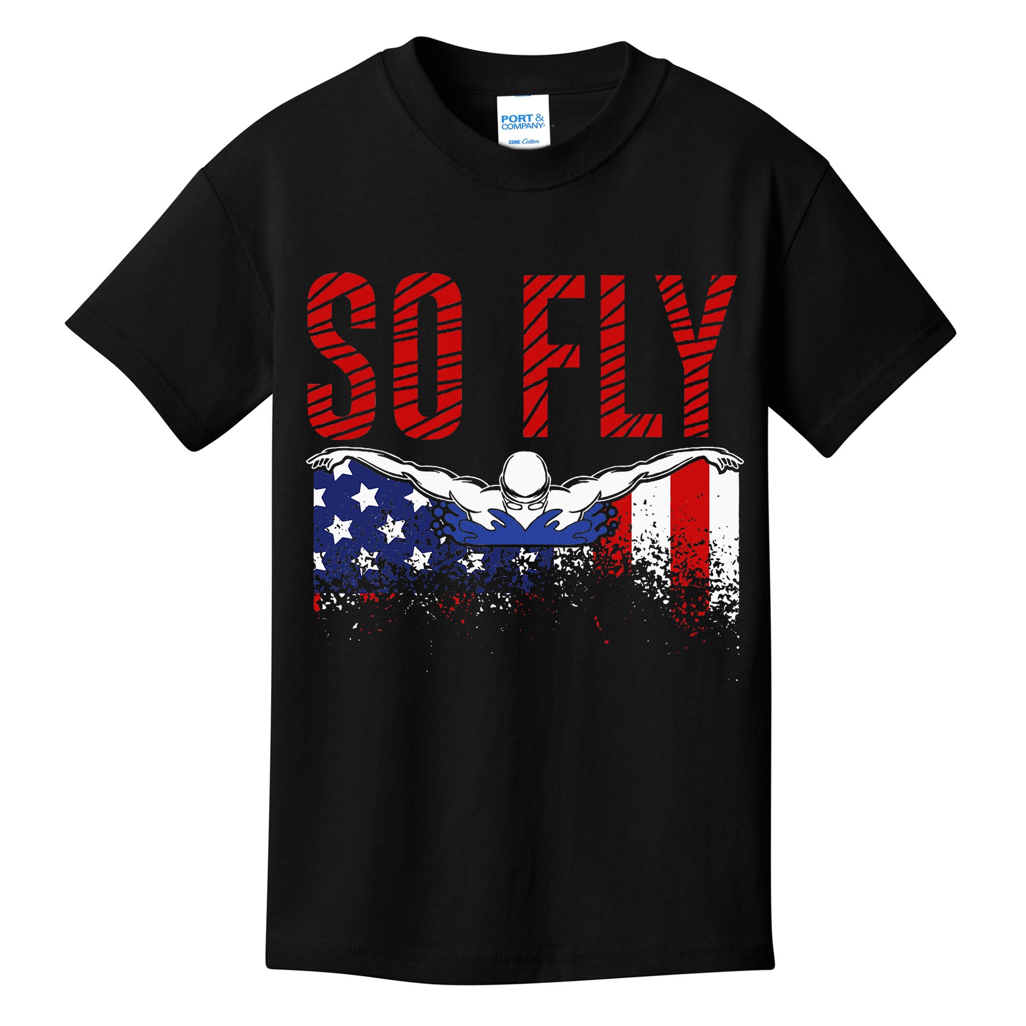 So Fly Usa Swimming Team Sports Athlete Us Swim Aquatic Kids T-Shirt
