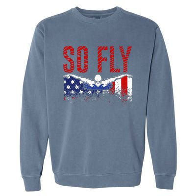 So Fly Usa Swimming Team Sports Athlete Us Swim Aquatic Garment-Dyed Sweatshirt