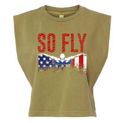 So Fly Usa Swimming Team Sports Athlete Us Swim Aquatic Garment-Dyed Women's Muscle Tee