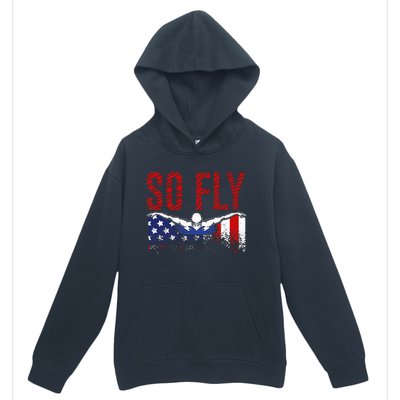 So Fly Usa Swimming Team Sports Athlete Us Swim Aquatic Urban Pullover Hoodie