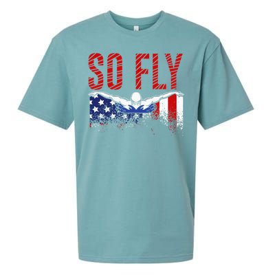 So Fly Usa Swimming Team Sports Athlete Us Swim Aquatic Sueded Cloud Jersey T-Shirt