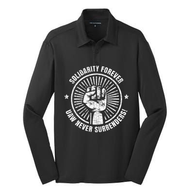 Solidarity Forever UAW Never Surrender UAW Union Strong Silk Touch Performance Long Sleeve Polo