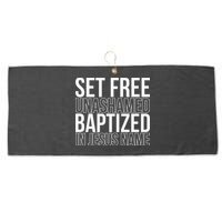 Set free unashamed baptized in Jesus name Large Microfiber Waffle Golf Towel