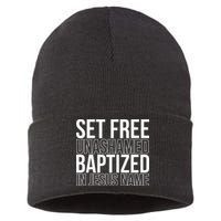 Set free unashamed baptized in Jesus name Sustainable Knit Beanie