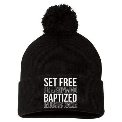 Set free unashamed baptized in Jesus name Pom Pom 12in Knit Beanie