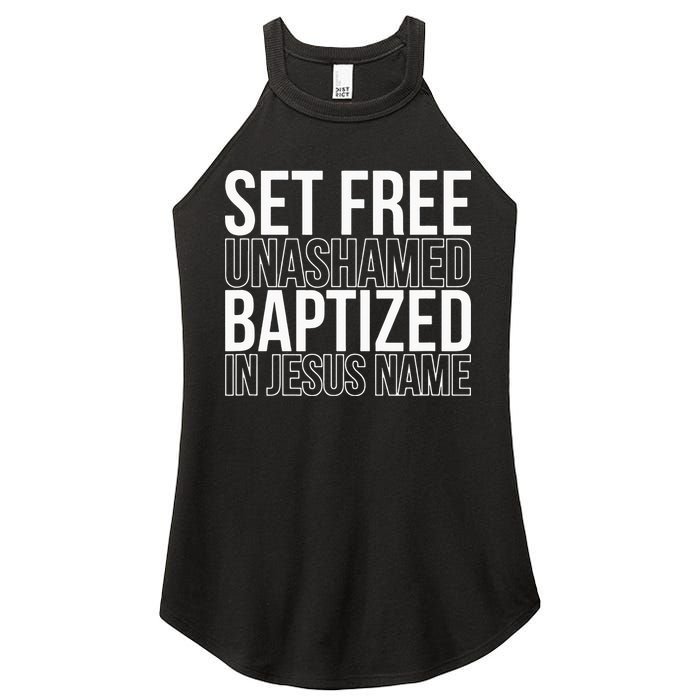 Set free unashamed baptized in Jesus name Women's Perfect Tri Rocker Tank