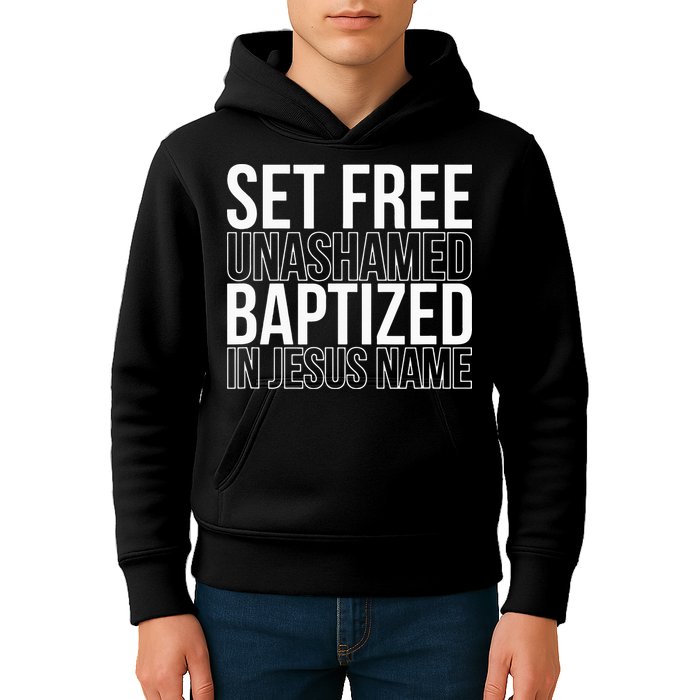 Set free unashamed baptized in Jesus name Kids Hoodie