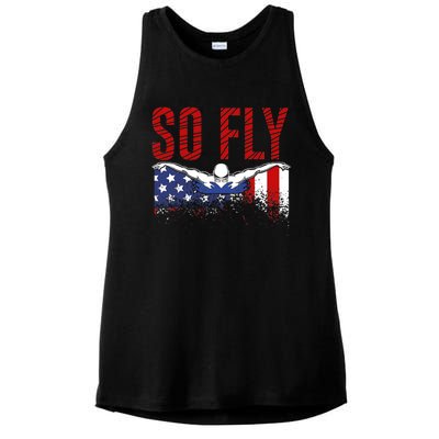 So Fly USA Swimming Team Sports Athlete US Swim Aquatic Ladies PosiCharge Tri-Blend Wicking Tank