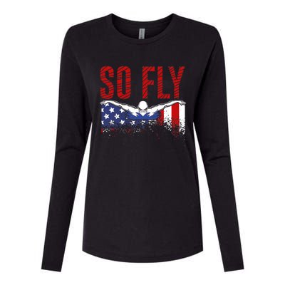 So Fly USA Swimming Team Sports Athlete US Swim Aquatic Womens Cotton Relaxed Long Sleeve T-Shirt