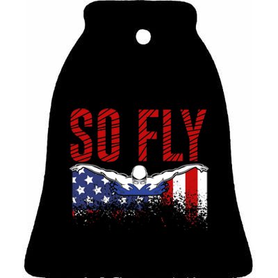 So Fly USA Swimming Team Sports Athlete US Swim Aquatic Ceramic Bell Ornament