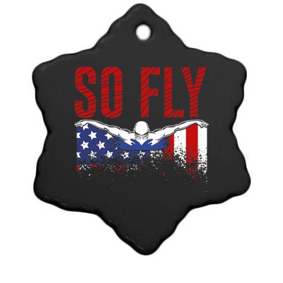 So Fly USA Swimming Team Sports Athlete US Swim Aquatic Ceramic Star Ornament