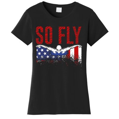 So Fly USA Swimming Team Sports Athlete US Swim Aquatic Women's T-Shirt