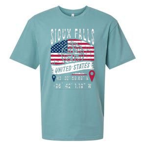 Sioux Falls United States Flag Gps Coordinates Sioux Falls Sueded Cloud Jersey T-Shirt