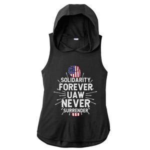 Solidarity Forever UAW Never Surrender UAW Laborer Worker Ladies PosiCharge Tri-Blend Wicking Draft Hoodie Tank