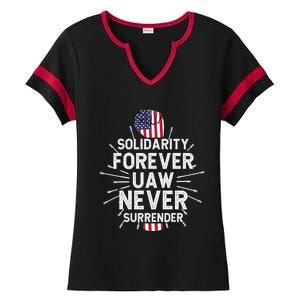 Solidarity Forever UAW Never Surrender UAW Laborer Worker Ladies Halftime Notch Neck Tee