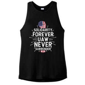 Solidarity Forever UAW Never Surrender UAW Laborer Worker Ladies PosiCharge Tri-Blend Wicking Tank