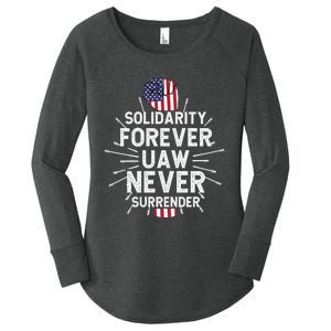 Solidarity Forever UAW Never Surrender UAW Laborer Worker Women's Perfect Tri Tunic Long Sleeve Shirt