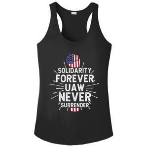 Solidarity Forever UAW Never Surrender UAW Laborer Worker Ladies PosiCharge Competitor Racerback Tank