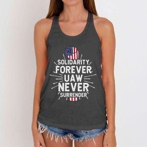 Solidarity Forever UAW Never Surrender UAW Laborer Worker Women's Knotted Racerback Tank