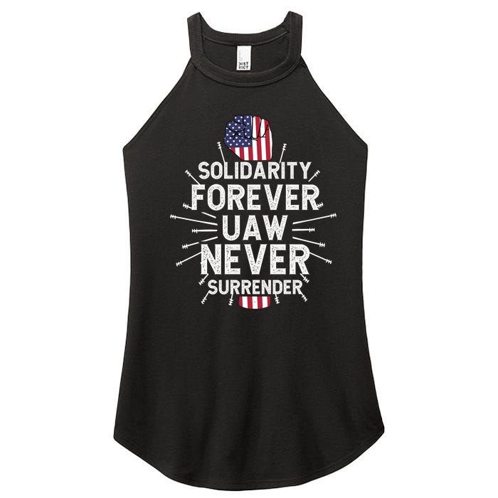 Solidarity Forever UAW Never Surrender UAW Laborer Worker Women's Perfect Tri Rocker Tank