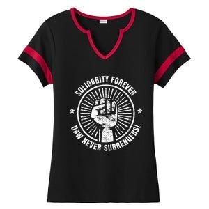 Solidarity Forever UAW Never Surrender UAW Union Strong Ladies Halftime Notch Neck Tee