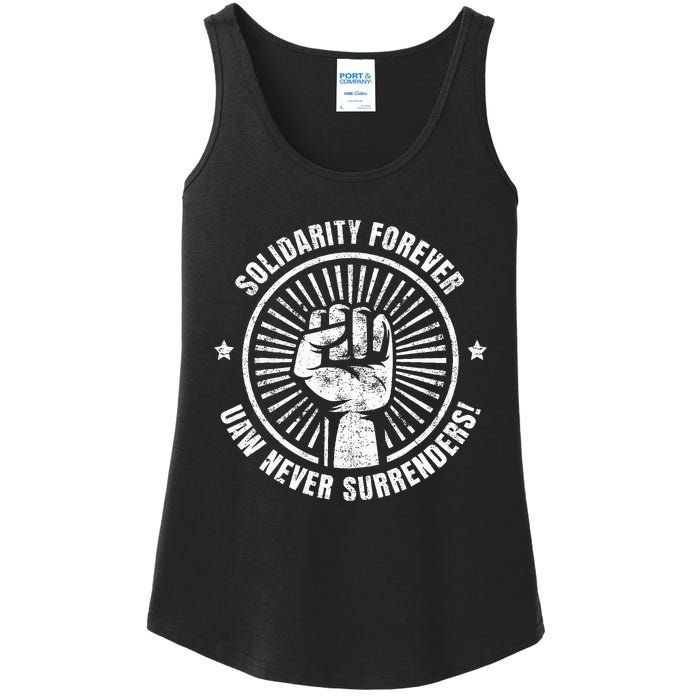 Solidarity Forever UAW Never Surrender UAW Union Strong Ladies Essential Tank