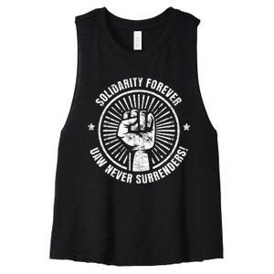 Solidarity Forever UAW Never Surrender UAW Union Strong Women's Racerback Cropped Tank