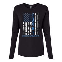 Support Fight USA Flag Type 2 Type 1 Diabetes Awareness Womens Cotton Relaxed Long Sleeve T-Shirt