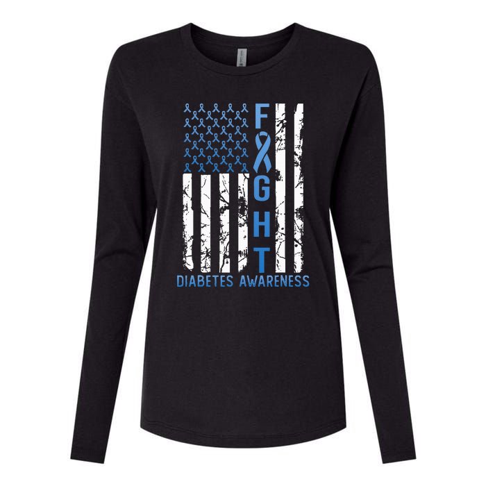 Support Fight USA Flag Type 2 Type 1 Diabetes Awareness Womens Cotton Relaxed Long Sleeve T-Shirt