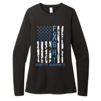 Support Fight USA Flag Type 2 Type 1 Diabetes Awareness Womens CVC Long Sleeve Shirt