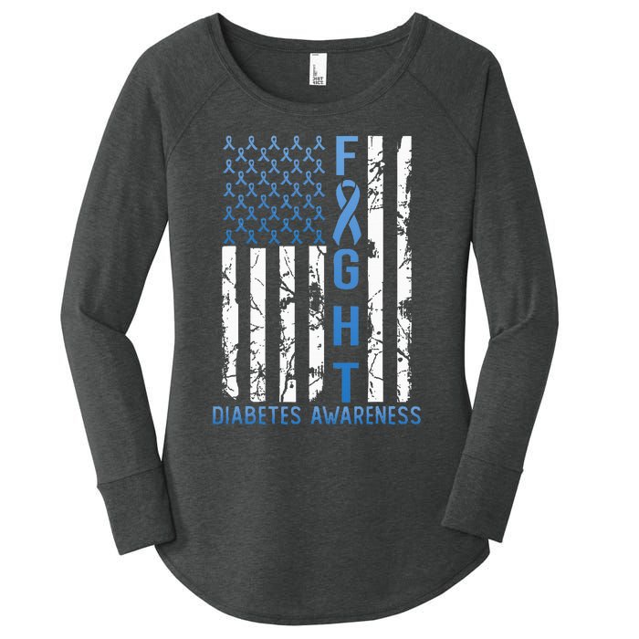 Support Fight USA Flag Type 2 Type 1 Diabetes Awareness Women's Perfect Tri Tunic Long Sleeve Shirt