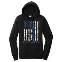 Support Fight USA Flag Type 2 Type 1 Diabetes Awareness Women's Pullover Hoodie