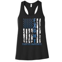 Support Fight USA Flag Type 2 Type 1 Diabetes Awareness Women's Racerback Tank