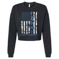 Support Fight USA Flag Type 2 Type 1 Diabetes Awareness Cropped Pullover Crew