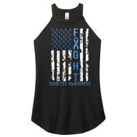 Support Fight USA Flag Type 2 Type 1 Diabetes Awareness Women's Perfect Tri Rocker Tank