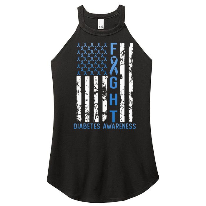 Support Fight USA Flag Type 2 Type 1 Diabetes Awareness Women's Perfect Tri Rocker Tank