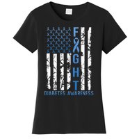 Support Fight USA Flag Type 2 Type 1 Diabetes Awareness Women's T-Shirt