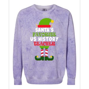 SantaS Favorite Us History Teacher Funny Christmas Vacation Meaningful Gift Colorblast Crewneck Sweatshirt